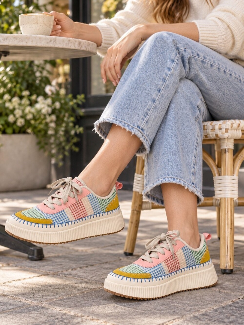 Nicole Miller New York Multicolor Woven Platform Sneakers